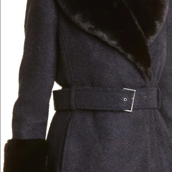 Ted Baker Llottie Faux collared, belted size 0  dark navy - Picture 2 of 3